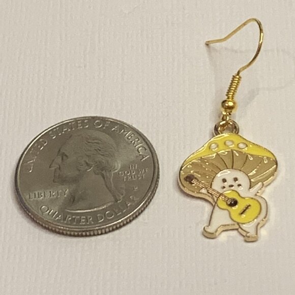 Mushroom Earrings,  Funny Food Earrings, Silly Earrings, Gift Idea, Novelty - Picture 4 of 4